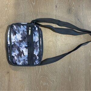 Lesportsac Black and Gray Camouflage Messenger Bag